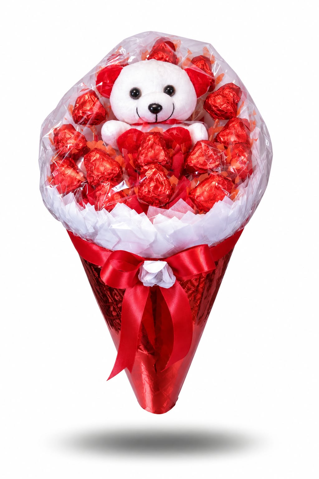 Red teddy chocolate cone