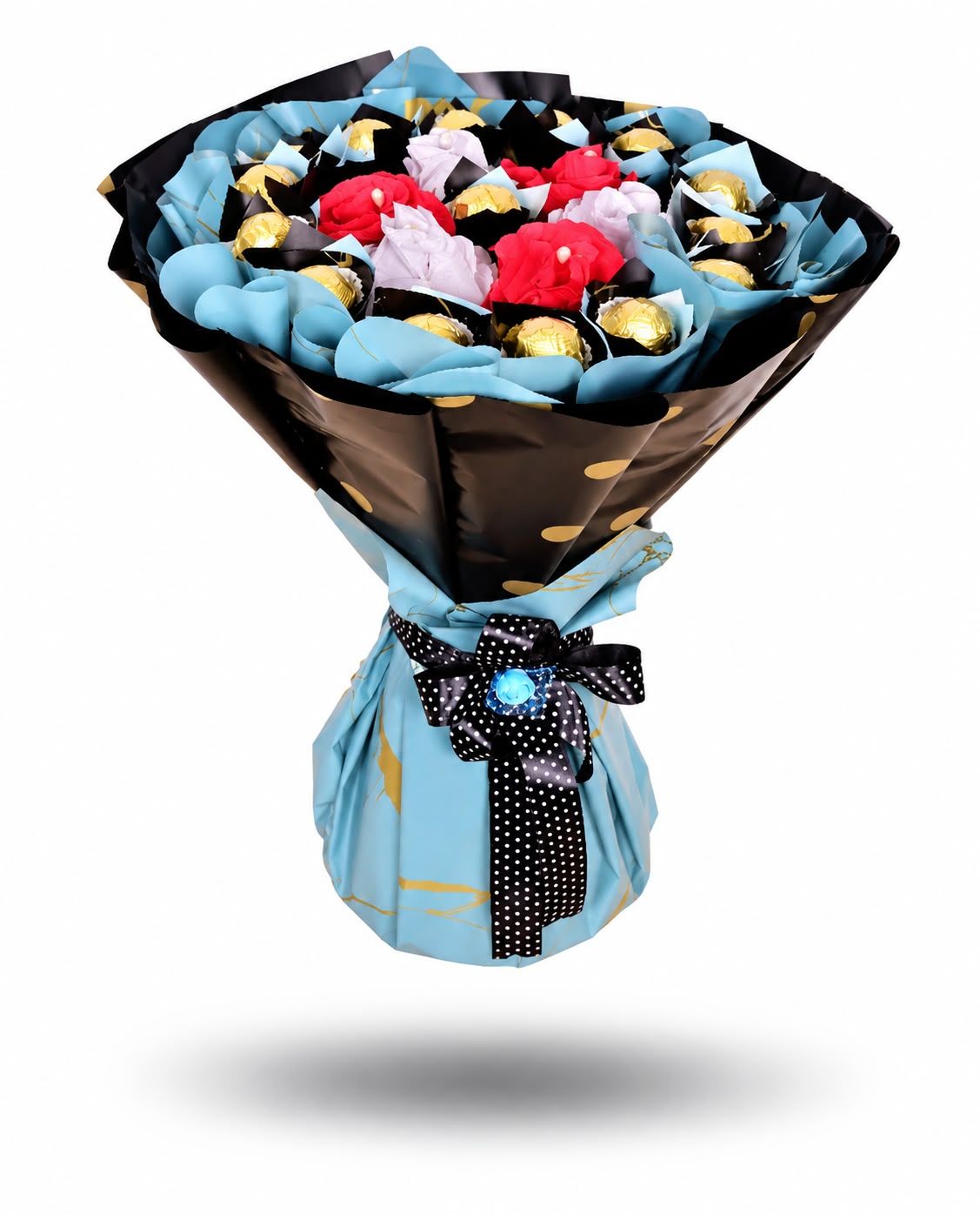 Blue and black Ferrero bouquet