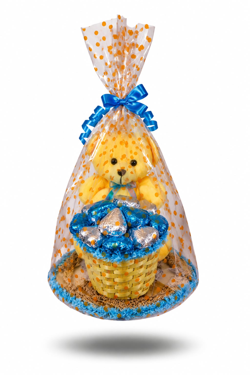 Yellow teddy chocolate basket