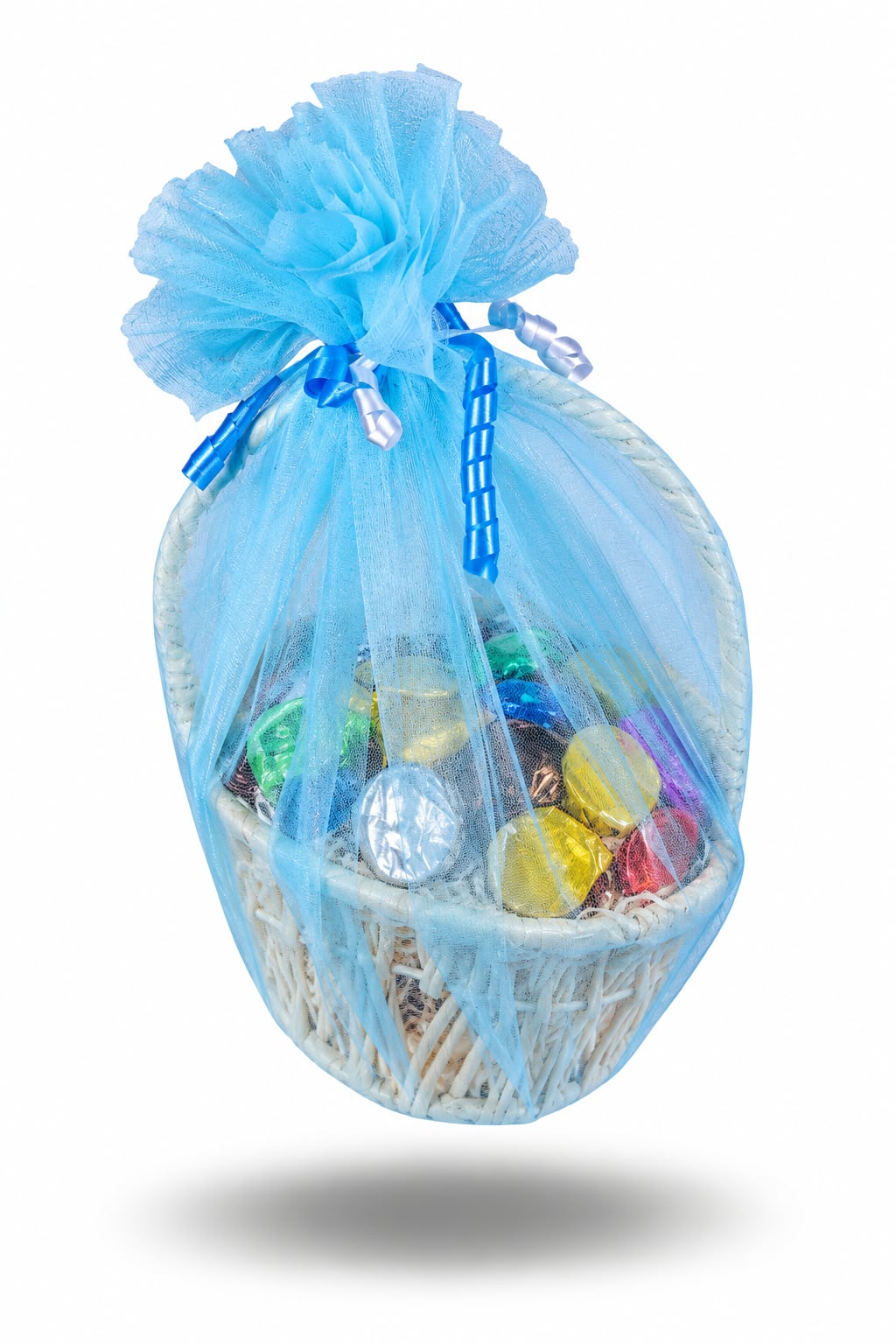 Blue tulle chocolate basket