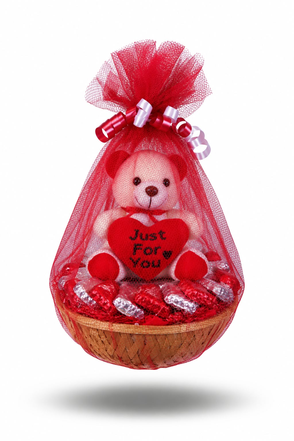 Teddy bear Just For You chocolate basket